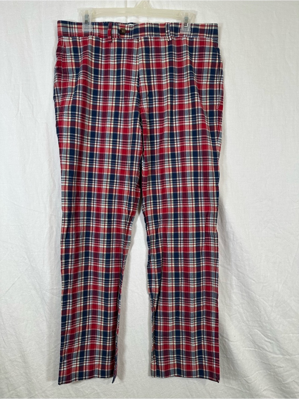Lauren Ralph Lauren Classic Fit Red Plaid Madras Dress Pants Sz 34x30